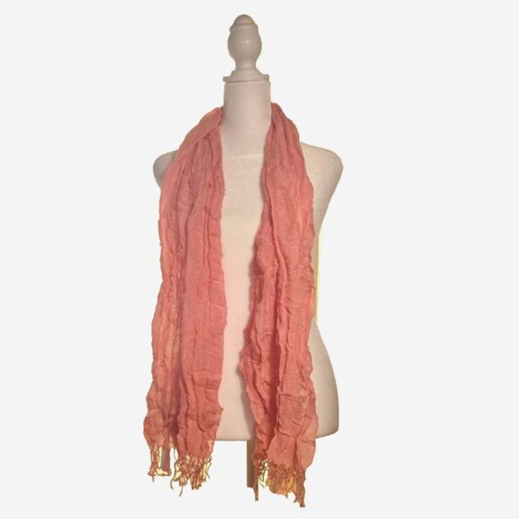 Vintage Y2K J. Crew Pink Ombre Fringe Scarf NWT Crinkle Wrap - Picture 1 of 9